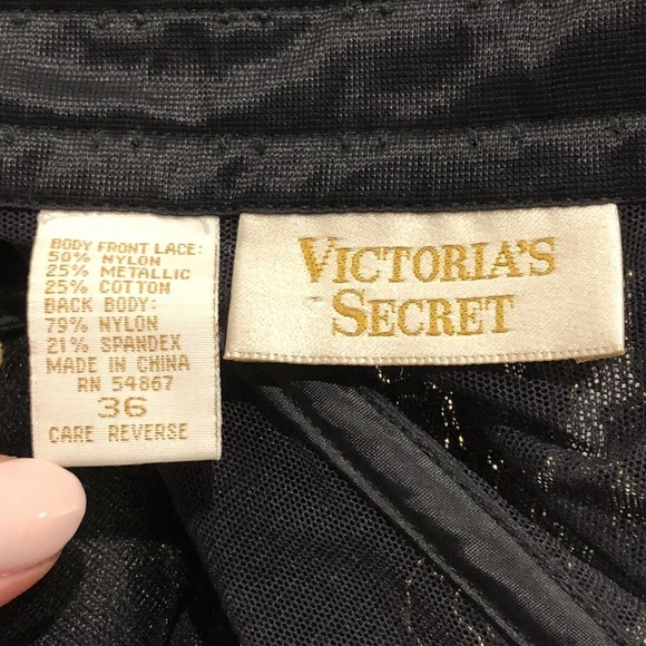Vintage Victoria's Secret Gold Label Bustier Corset Lace 36 Black Crop Top VS M - Picture 7 of 8